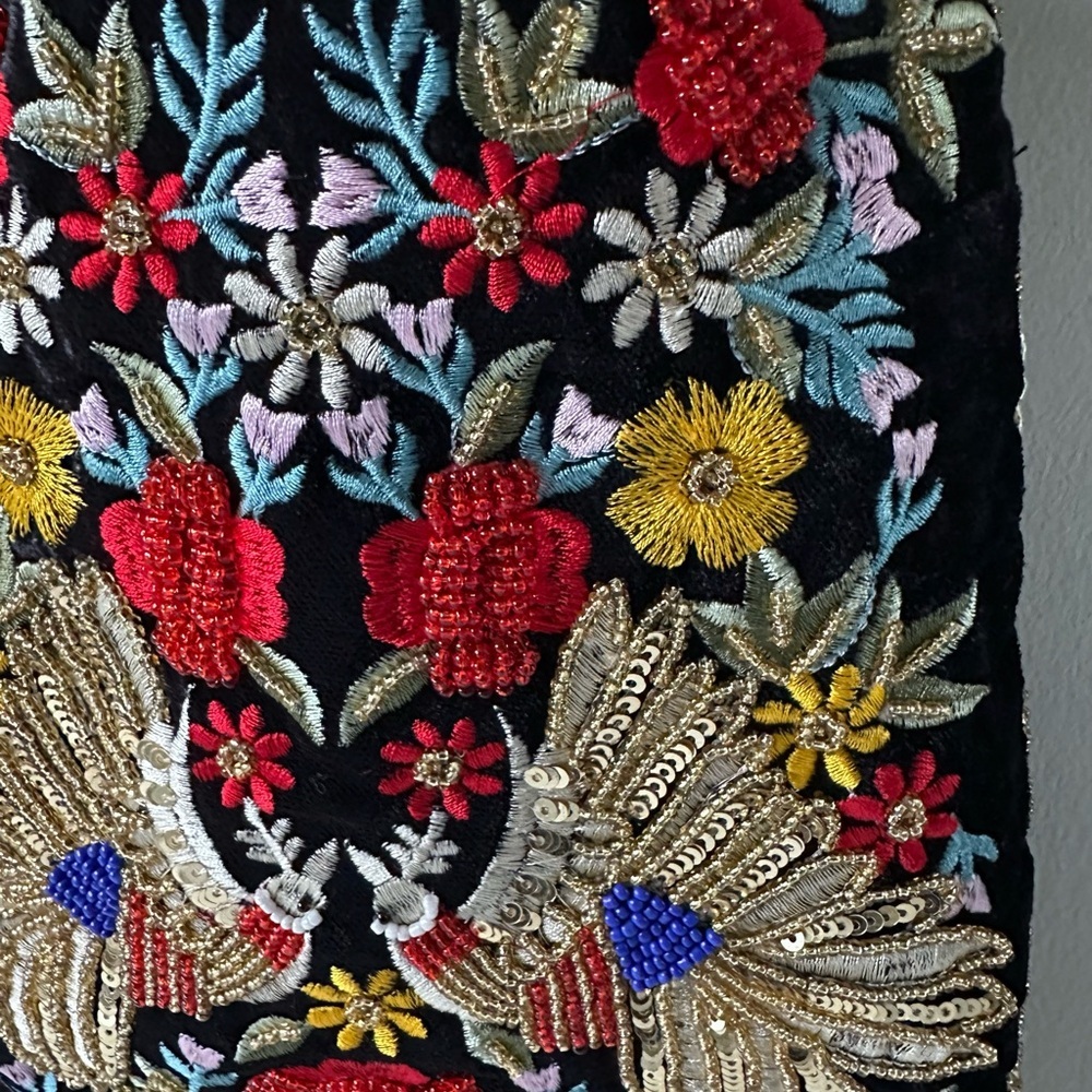 NEW Never Used Ramla Mumbai Black Velvet Multi-Colored Embroidered Beaded Bag - Picture 5 of 9